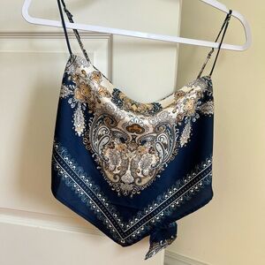 Navy and Gold Paisley Bandana Top